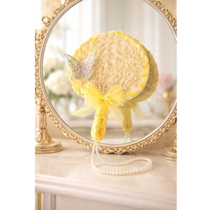 พัดมือถือประดับมุก พัดไม้ไผ่หวาย พัดโบว์ งานแฮนด์เมด พัดแต่งงานสั่งทำได้ สำหรับเจ้าสาวและแขก โรงงานเวียดนาม ขายส่ง - Product Image 1