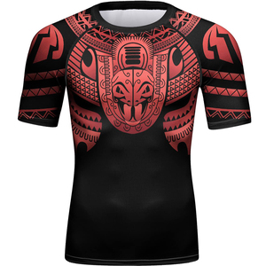 Camiseta de Compresión de Manga Corta para Hombre, con Estampado de Dragón Tribal Rojo, de Secado Rápido, en Poliéster, con Diseño de Logotipo Frontal - Product Image 5