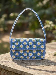 Bolso de hombro con solapa floral y cuentas rosas para mujer, estilo bohemio, bandolera - Product Image 5