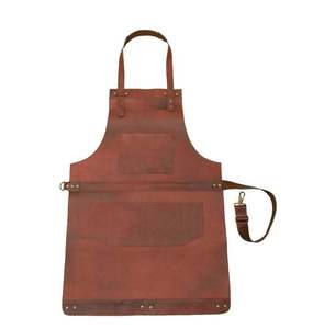 SALUBRIOUS SPORTS Polished Shiny Dark Cowhide Split Leather Weightlifting Apron with Customized Logo Unisex <b>Spark</b> Proof Features - Product Image 2