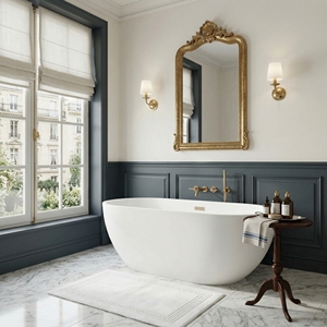 Baignoire ovale autoportante FW-7700-67, baignoire moderne en acrylique durable pour salle de bain avec garantie de 2 ans - Product Image 5