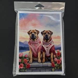 Mastiff Two Hearts A7 Tarjetas de felicitación Paquete de 8 tarjetas de notas en blanco con sobres Tamaño caprichoso 5x7 - Product Image 3