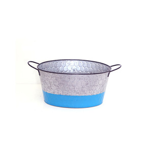 Decorative Party Beverage Cooling <b>Tub</b> with Rustic Metal Finish and Side Grip Handles - Product Image 3