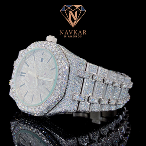 Relojes para Hombre de Lujo, Reloj de Alta Gama con Cristales de Zafiro y Moissanita VVS, Reloj de Acero Inoxidable Resistente al Agua para Hombre - Product Image 1