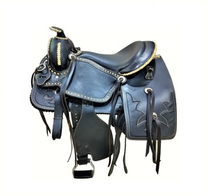 Selle de cheval Western en cuir véritable de qualité supérieure, avec arceau en bois robuste, équipement équestre fait main sur mesure, en 15 pouces - Product Image 1