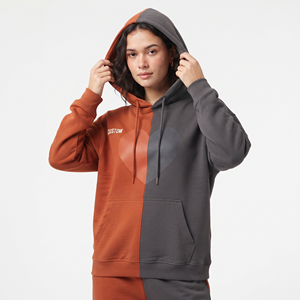 Streetwear Women's 100% Polyester Oversized Hoodie Color Block <b>Heart</b> Graphic Kangaroo Pocket <b>Sweatshirt</b> - Product Image 4