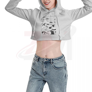 เสื้อฮู้ดครอปท็อปพิมพ์ลายดีไซน์หรูหราทันสมัยสำหรับผู้หญิง สไตล์สตรีทแวร์ พร้อมโลโก้สั่งทำพิเศษ คุณภาพสูง พิมพ์ลายฮิปฮอป - Product Image 3