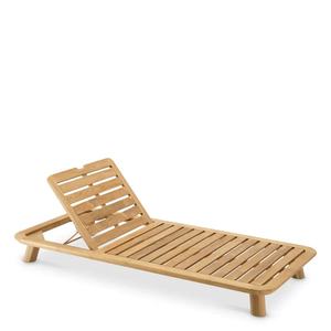 Chaise longue Eliza en teck massif de haute qualité avec coussin et finition naturelle pour usage extérieur. - Product Image 2