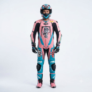 Combinaison de course premium Ramaha pour homme, 1 pièce, en cuir de vache véritable/cuir de kangourou, style MotoCP, combinaison de course sur circuit, niveau de protection 2 - Product Image 1