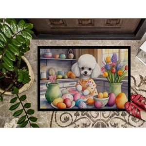 Nouveau paillasson caniche blanc de Pâques pour intérieur et extérieur 18H X 27W antidérapant et lavable pour la décoration d'entrée - Product Image 3