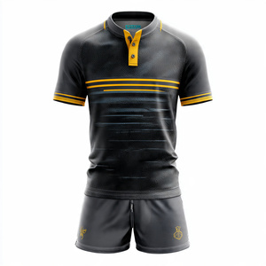 ชุดกีฬารักบี้ฟุตบอล เสื้อเจอร์ซีย์ติดกระดุม กางเกงขาสั้น ชุดเซ็ต 100% โพลีเอสเตอร์ ชุดยูนิฟอร์มกีฬารักบี้ฟุตบอล - Product Image 6