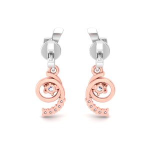 Pendientes Largos de Oro Sólido de 10k, 14k y 18k con Diamantes Cultivados en Laboratorio de Corte Redondo de Diseño, para Regalo, Fiestas, Aniversarios y Uso Diario - Product Image 3