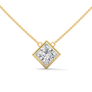 Women's 14K <b>Solid</b> <b>Gold</b> Princess Cut Diamond <b>Pendant</b> Necklace Luxury Gift Jewelry for Party - Product Image 1