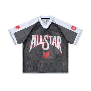 Camiseta de Fútbol Star Mesh para Hombre, Cuello en V, Manga Corta, Transpirable, 100% Poliéster, Corte Regular, Estampado de Letras en la Parte Delantera - Product Image 4