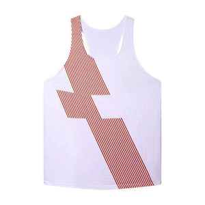Débardeur sans manches pour homme, motif géométrique, col rond, respirant, style sportif, marron beige, impression par sublimation - Product Image 4