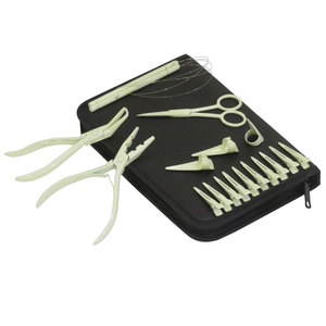 Kit professionnel d'outils pour extensions capillaires en acier inoxydable : pinces à cheveux, anneaux de séparation, aiguilles à trame, mini-ciseaux, pince à ruban, pince à friser - Product Image 5
