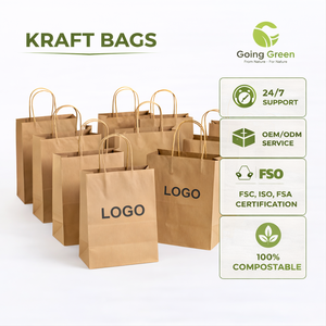 ถุงกระดาษคราฟท์พิมพ์โลโก้ รีไซเคิลได้ หนา สีน้ำตาล/ขาว หูหิ้วกระดาษคราฟท์แบบบิด ถุงของขวัญ - Product Image 1