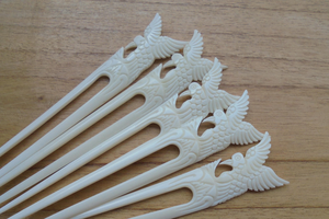 Bâtonnet à cheveux en os poli et lisse |   Accessoire élégant pour chignon, artisanat naturel - Product Image 5