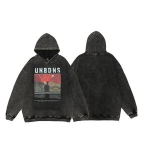 Sweat à capuche pour homme, personnalisable avec logo, imprimé, grande taille, effet délavé vintage, style streetwear, coupe ample, décontracté, pour couple - Product Image 4