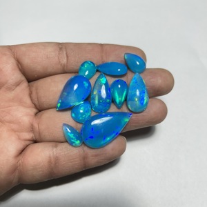 Ethiopian Blue Opal Pryba Color Natural Opal Loose Cabochon Pear Cut Precious Gemstone for Jewelry Making Collection - Product Image 5