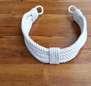 Chunky White Cotton Rope <b>Curtain</b> Tieback: Boho Window Decor - Product Image 2