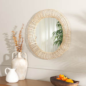 24-Inch Woven Cane Decorative <b>Mirror</b> for Bathroom & Bedroom - Product Image 2