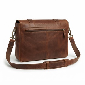 Men's Classic Brown Cow <b>Leather</b> <b>Messenger</b> <b>Bag</b> Adjustable Strap Buckle Closure Durable Business Shoulder <b>Bag</b> - Product Image 5