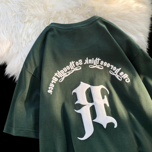 Vente en gros de T-shirts pour hommes de créateur, personnalisés, style streetwear, formels, en coton tricoté uni, à épaules tombantes, coupe oversize, avec motif 3D - Product Image 3