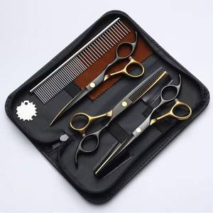 Ensemble de ciseaux de coiffure professionnels avec peignes, lames en acier inoxydable, manche long, pour droitiers, usage en salon - Product Image 1
