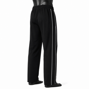 Pantalon de jogging ample en toile pour homme avec rayures latérales blanches, taille élastique, style décontracté streetwear, coupe baggy – Vente en gros - Product Image 3