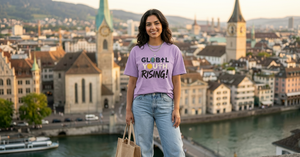 Pink Regular Women T <b>Shirt</b> Graphic Print Drop Shoulder Crew Neck Cotton Tee Casual Daily Wear <b>Y2K</b> - Product Image 3
