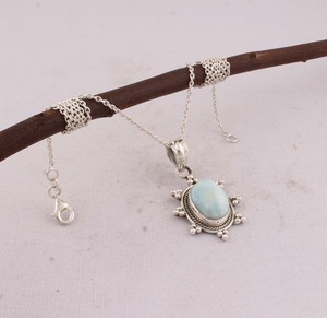 Pendentif en Larimar Naturel, Bijoux en Argent Sterling 925, Vente en Gros, Collier en Pierre Précieuse Larimar Bleu Océan pour Femmes, Argent Fait Main - Product Image 5