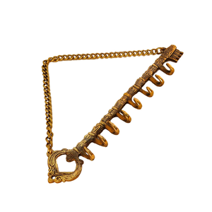 Porte-clés mural en laiton antique avec chaîne décorative, support mural en métal en forme de clé vintage pour clés, bijoux et articles ménagers - Product Image 5