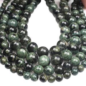 หินแจสเปอร์คัมบาบาสีเขียวธรรมชาติ รูปทรงกลมเรียบ สำหรับทำเครื่องประดับ สร้อยข้อมือ สร้อยคอ DIY อุปกรณ์เสริมเสน่ห์ - Product Image 4