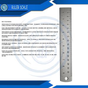 Règle d'échelle de mesure en acier inoxydable Graduation métrique et impériale de précision pour l'ingénierie, le dessin et la menuiserie CE ISO - Product Image 2