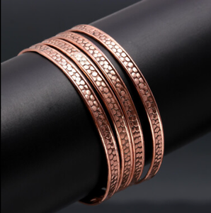 Pure Copper Pebble Hammered <b>Stacked</b> Bangle Therapy <b>Bracelet</b> Fashionable Metal Jewelry Exquisite Design - Product Image 1
