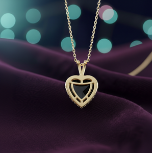 Collier pendentif en onyx noir en forme de cœur avec pierres CZ, argent sterling 925 plaqué or 18 carats, bijoux élégants pour femmes - Product Image 2