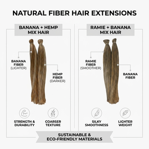 Mélange de fibres capillaires de banane et de ramie de qualité supérieure, extensions capillaires naturelles, écologiques, véganes et durables pour le tressage et la confection. - Product Image 6