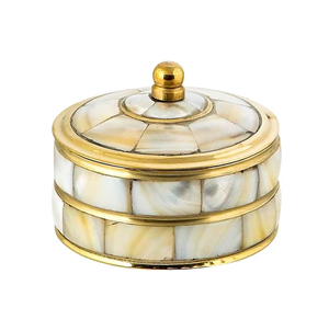Mini Multipurpose Use Brass & Mother Of Pearl Jewelry <b>Box</b> <b>Shelf</b> <b>Box</b> Antique Jewelry Organizer for Vanity Decor & Jewelry Display - Product Image 1