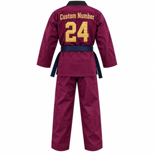 Ensemble d'uniformes de Taekwondo en coton mélangé pour adultes, unisexe, col en V, manches longues, Dobok avec pantalon et ceinture assortis, tenue d'entraînement - Product Image 3