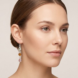 Multi Gemstone <b>Dangle</b> <b>Earrings</b> 925 Sterling <b>Silver</b> Tourmaline Citrine Peridot Faceted Drop Jewelry Dainty Gift For Women - Product Image 5