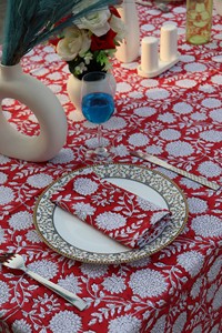Mantel Rectangular de Algodón con Estampado Floral Hecho a Mano en India, Venta al por Mayor, para Decoración de Mesa, Regalo de Inauguración de Casa - Product Image 6