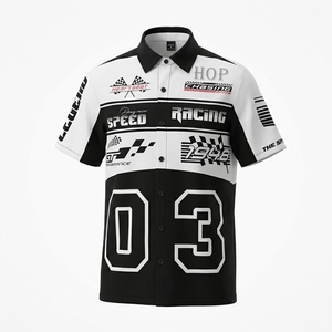 เสื้อแข่งรถพิมพ์ลายแบบซับลิเมชั่น OEM ทนทาน ชุดยูนิฟอร์มทีมซ่อมรถ กันยับ ชุดช่างเทคนิค พร้อมโลโก้บริษัท ชุดกีฬา - Product Image 1