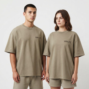 T-shirt unisexe oversize pour femme, col rond, coton léger de qualité supérieure, streetwear, logo personnalisé sur le devant, OEM ODM, vente en gros - Product Image 1