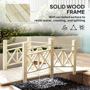 Ponte da Giardino in Legno Naturale da 1,5 m per Laghetti, Fiumi e Corsi d'Acqua nel Cortile, per Paesaggistica e Pavimentazione - Product Image 5