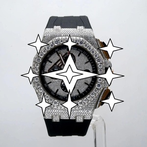 <b>Automatic</b> Luxury Sport Stainless Steel <b>Chronograph</b> Watch Crystal Mechanical Movement Fully Moissanite Bracelet Hip Hop Style - Product Image 1