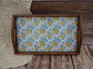 Plateau de service en bois fabriqué à la main Design imprimé Style rustique multi-usages poignées de plateau décoratif pour cuisine salle à manger décor à la maison - Product Image 6