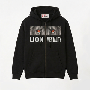 Red Rooks Unisex Lion Mentality Winter Hoodie Polyester/Cotton French Terry Raglan Sleeve Zipper Casual Regular <b>Fit</b> - Product Image 3