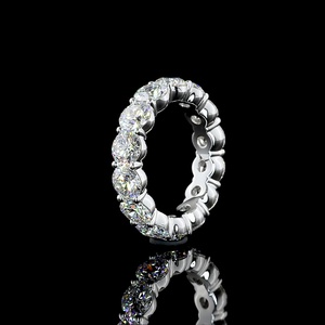Bague de mariage pour femme en or blanc 14 carats avec diamant rond brillant de laboratoire certifié IGI 6 carats, sertie de griffes partagées, éternité complète - Product Image 1