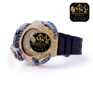 Montre Dragon Moissanite World Iced Out Quartz pour Homme, entièrement sertie de diamants, avec verre saphir et bracelet en caoutchouc - Product Image 2